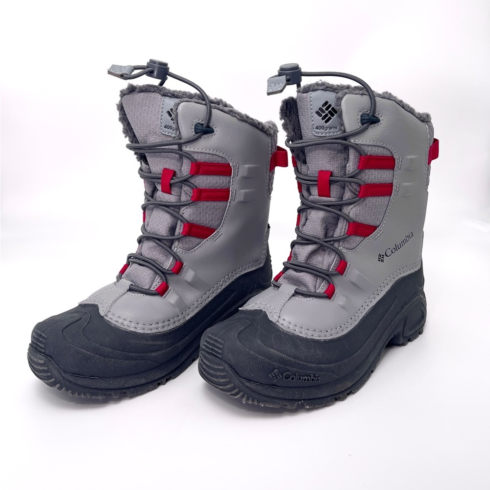 Columbia Kids' Omni-Heat Bugaboot Gray and Red Snow Boots